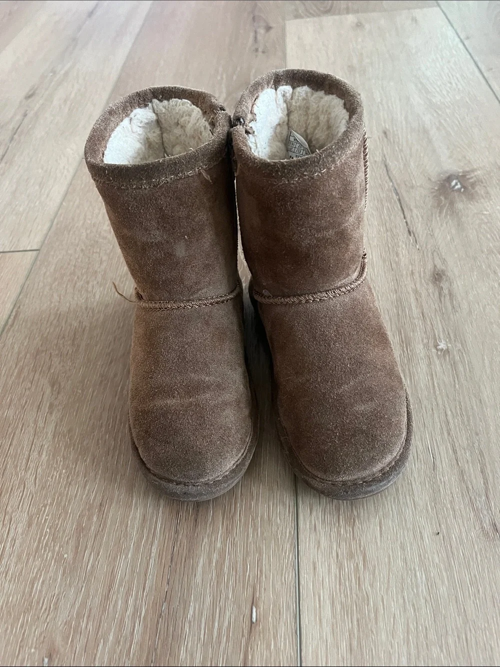 BearPaw Brown Suede Kids Shearling-Lined Boots